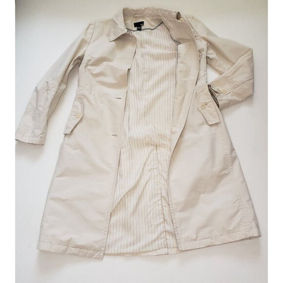 H&M Trench Coat Women's 10 Beige Khaki Cotton Twill Preppy Light Academia EUC - Picture 12 of 16